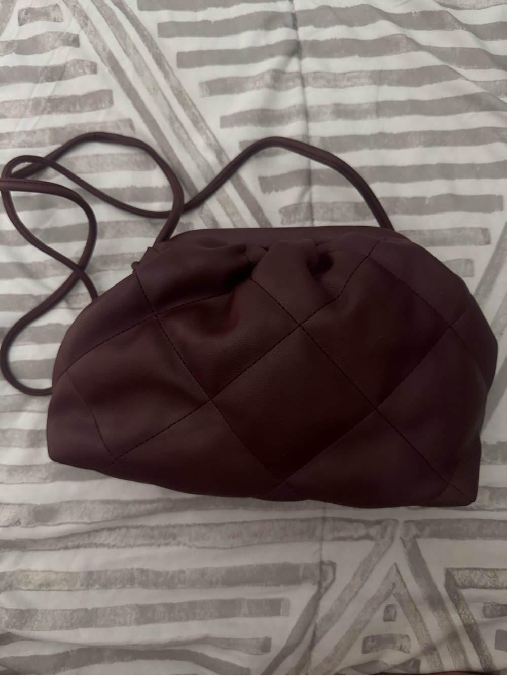 Quilted Crossbody Shoulder Bag in Deep Burgundy